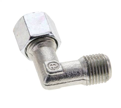 1/4'' NPT Macho x 8L Acero zincado Codo de 90 grados Anillo de corte 315 Bar DIN 2353