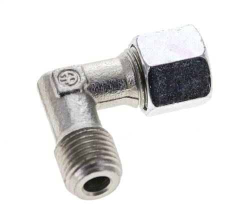 1/4'' NPT Macho x 8L Acero zincado Codo de 90 grados Anillo de corte 315 Bar DIN 2353