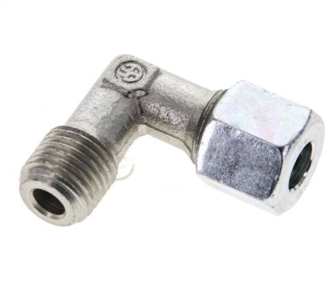 1/4'' NPT Macho x 8L Acero zincado Codo de 90 grados Anillo de corte 315 Bar DIN 2353