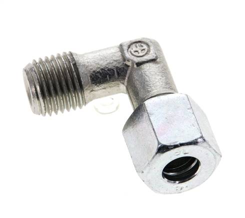 1/4'' NPT Macho x 8L Acero zincado Codo de 90 grados Anillo de corte 315 Bar DIN 2353