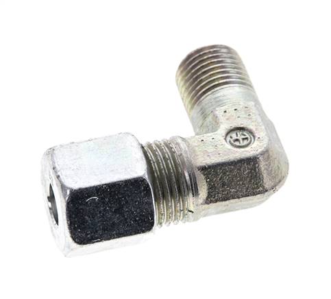 1/4'' NPT Macho x 8S Codo de acero galvanizado de 90 grados Anillo de corte 630 Barra DIN 2353