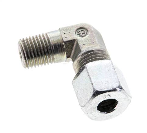 1/4'' NPT Macho x 8S Codo de acero galvanizado de 90 grados Anillo de corte 630 Barra DIN 2353