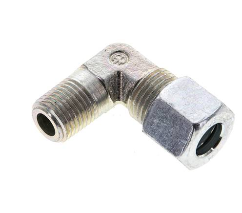 1/4'' NPT Macho x 10L Acero zincado Codo de 90 grados Anillo de corte 315 Bar DIN 2353