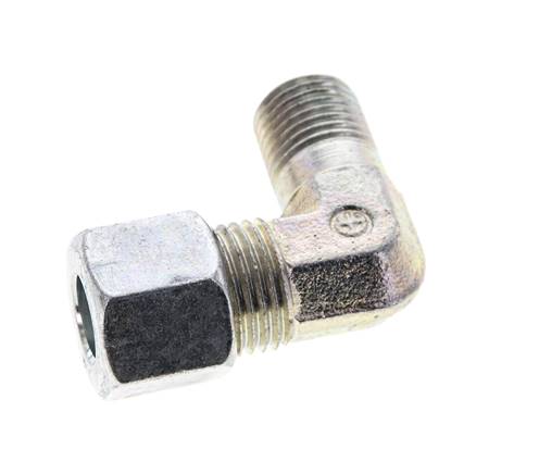 1/4'' NPT Macho x 10L Acero zincado Codo de 90 grados Anillo de corte 315 Bar DIN 2353