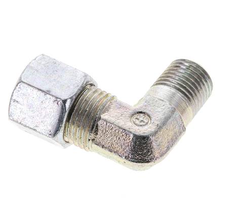 1/4'' NPT Macho x 10L Acero zincado Codo de 90 grados Anillo de corte 315 Bar DIN 2353