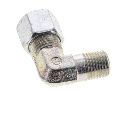 1/4'' NPT Macho x 10L Acero zincado Codo de 90 grados Anillo de corte 315 Bar DIN 2353