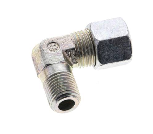 1/4'' NPT Macho x 10L Acero zincado Codo de 90 grados Anillo de corte 315 Bar DIN 2353