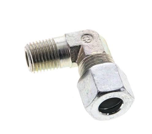 1/4'' NPT Macho x 10L Acero zincado Codo de 90 grados Anillo de corte 315 Bar DIN 2353