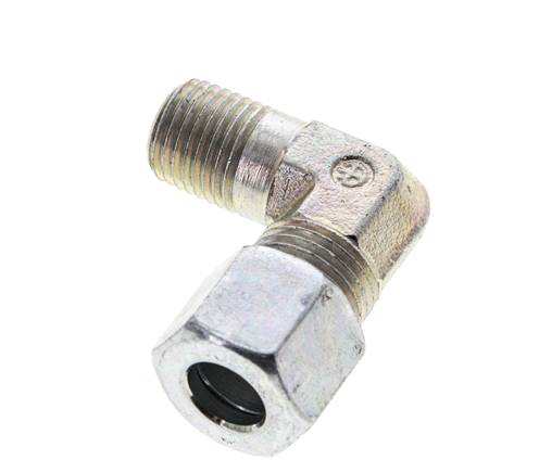 1/4'' NPT Macho x 10L Acero zincado Codo de 90 grados Anillo de corte 315 Bar DIN 2353