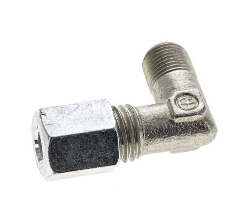 1/8'' NPT Macho x 6L Acero zincado Codo de 90 grados Anillo de corte 315 Bar DIN 2353