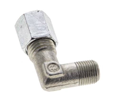 1/8'' NPT Macho x 6L Acero zincado Codo de 90 grados Anillo de corte 315 Bar DIN 2353