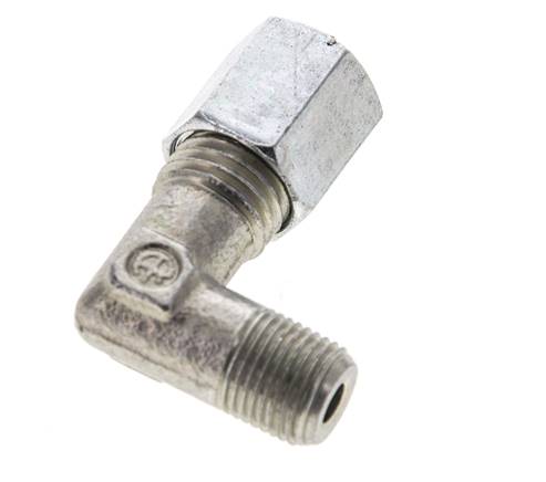 1/8'' NPT Macho x 6L Acero zincado Codo de 90 grados Anillo de corte 315 Bar DIN 2353