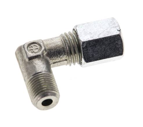 1/8'' NPT Macho x 6L Acero zincado Codo de 90 grados Anillo de corte 315 Bar DIN 2353