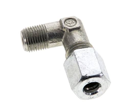 1/8'' NPT Macho x 6L Acero zincado Codo de 90 grados Anillo de corte 315 Bar DIN 2353