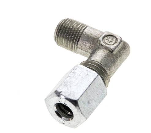 1/8'' NPT Macho x 6L Acero zincado Codo de 90 grados Anillo de corte 315 Bar DIN 2353