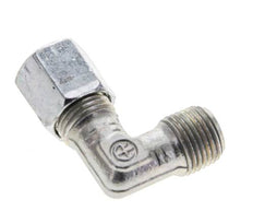 1/8'' NPT Macho x 6LL Codo de acero galvanizado de 90 grados Anillo de corte 100 Bar DIN 2353