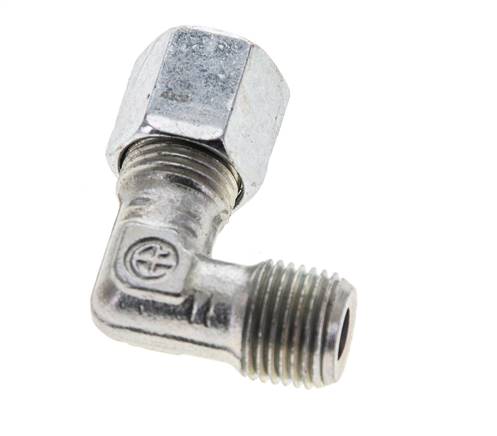 1/8'' NPT Macho x 6LL Codo de acero galvanizado de 90 grados Anillo de corte 100 Bar DIN 2353