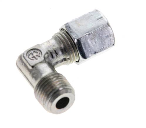 1/8'' NPT Macho x 6LL Codo de acero galvanizado de 90 grados Anillo de corte 100 Bar DIN 2353
