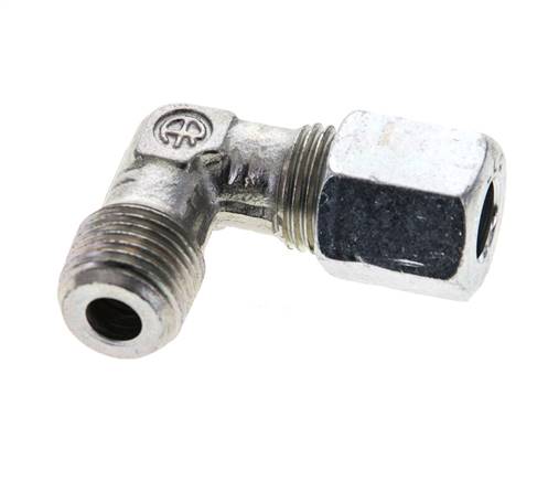 1/8'' NPT Macho x 6LL Codo de acero galvanizado de 90 grados Anillo de corte 100 Bar DIN 2353