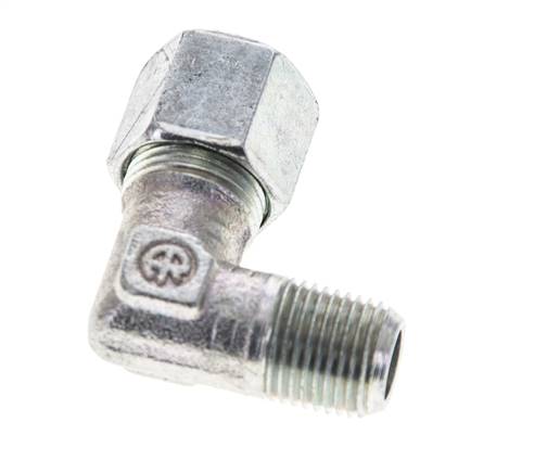 1/8'' NPT Macho x 8LL Codo de acero galvanizado de 90 grados Anillo de corte 100 Bar DIN 2353