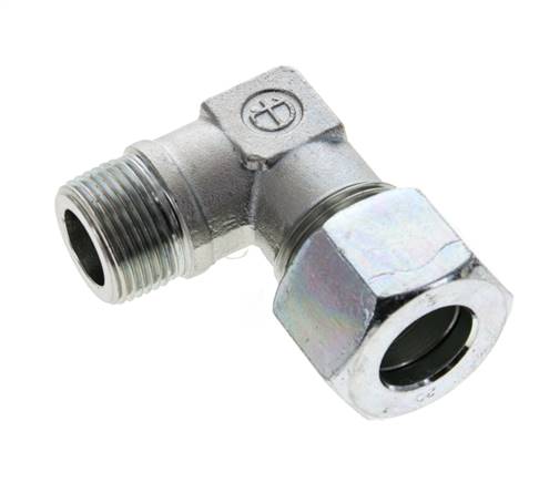 3/4'' NPT Macho x 20S Codo de acero galvanizado de 90 grados Anillo de corte 400 Bar DIN 2353