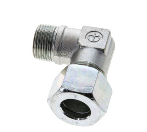 3/4'' NPT Macho x 20S Codo de acero galvanizado de 90 grados Anillo de corte 400 Bar DIN 2353