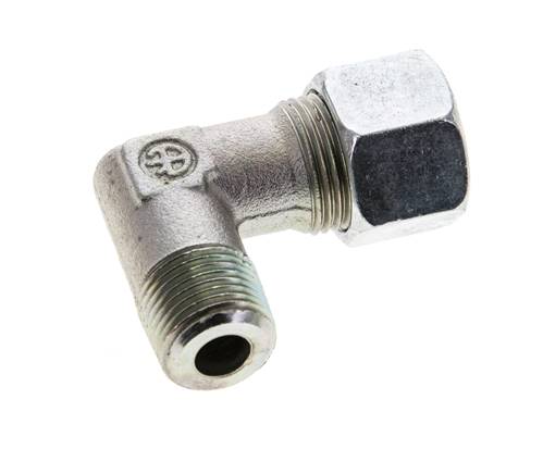 3/8'' NPT Macho x 12S Codo de acero galvanizado de 90 grados Anillo de corte 630 Bar DIN 2353