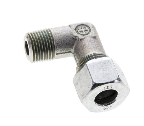 3/8'' NPT Macho x 12S Codo de acero galvanizado de 90 grados Anillo de corte 630 Bar DIN 2353