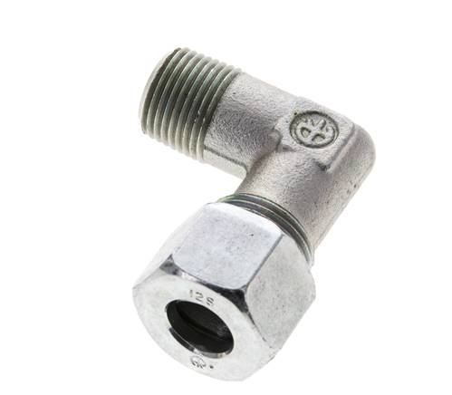 3/8'' NPT Macho x 12S Codo de acero galvanizado de 90 grados Anillo de corte 630 Bar DIN 2353