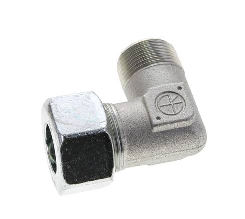 1'' NPT Macho x 25S Codo de acero galvanizado de 90 grados Anillo de corte 400 Bar DIN 2353