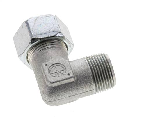 1'' NPT Macho x 25S Codo de acero galvanizado de 90 grados Anillo de corte 400 Bar DIN 2353