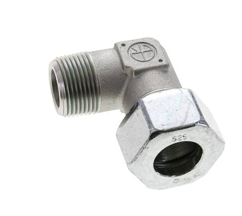 1'' NPT Macho x 25S Codo de acero galvanizado de 90 grados Anillo de corte 400 Bar DIN 2353