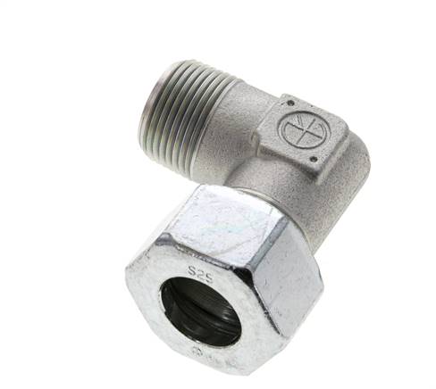 1'' NPT Macho x 25S Codo de acero galvanizado de 90 grados Anillo de corte 400 Bar DIN 2353