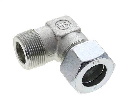 1 1/4'' NPT Macho x 30S Codo de acero galvanizado de 90 grados Anillo de corte 400 Bar DIN 2353