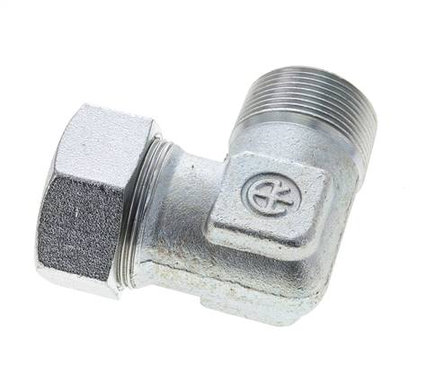 1 1/4'' NPT Macho x 35L Codo de acero galvanizado de 90 grados Anillo de corte 160 Bar DIN 2353