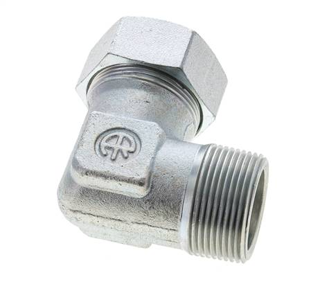 1 1/4'' NPT Macho x 35L Codo de acero galvanizado de 90 grados Anillo de corte 160 Bar DIN 2353