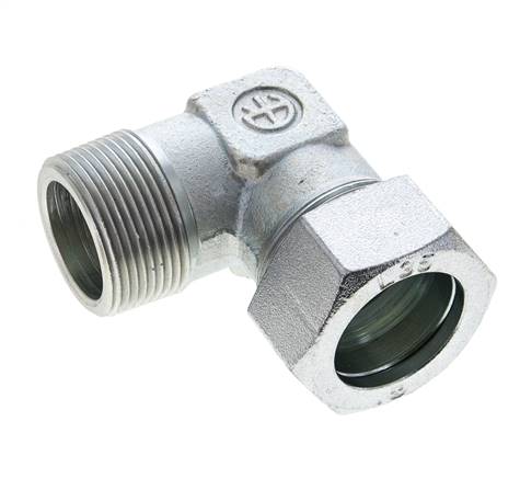 1 1/4'' NPT Macho x 35L Codo de acero galvanizado de 90 grados Anillo de corte 160 Bar DIN 2353