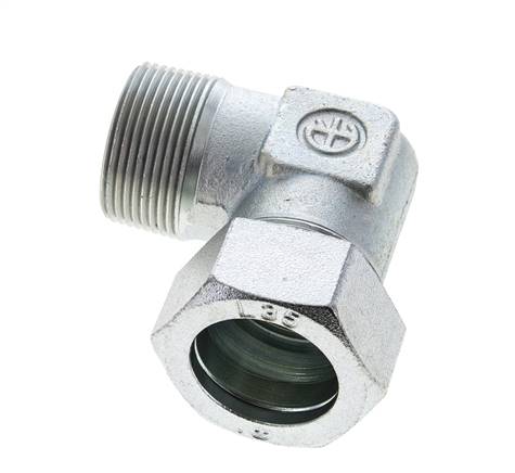 1 1/4'' NPT Macho x 35L Codo de acero galvanizado de 90 grados Anillo de corte 160 Bar DIN 2353