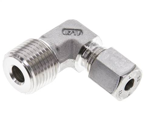1/2'' NPT Macho x 6S Acero inoxidable Codo de 90 grados Anillo de corte 630 Barra DIN 2353