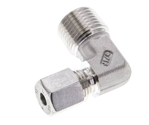 1/2'' NPT Macho x 6S Acero inoxidable Codo de 90 grados Anillo de corte 630 Barra DIN 2353