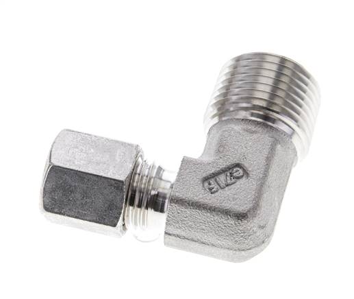 1/2'' NPT Macho x 6S Acero inoxidable Codo de 90 grados Anillo de corte 630 Barra DIN 2353