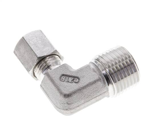 1/2'' NPT Macho x 6S Acero inoxidable Codo de 90 grados Anillo de corte 630 Barra DIN 2353