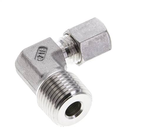 1/2'' NPT Macho x 6S Acero inoxidable Codo de 90 grados Anillo de corte 630 Barra DIN 2353