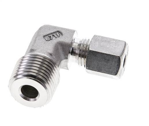 1/2'' NPT Macho x 6S Acero inoxidable Codo de 90 grados Anillo de corte 630 Barra DIN 2353