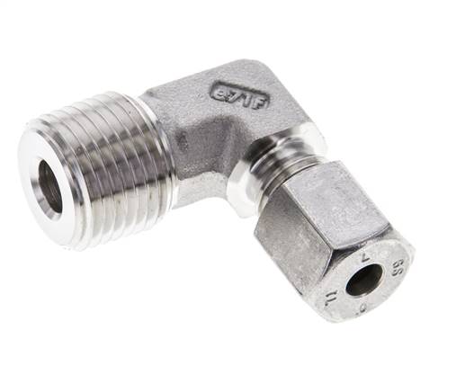 1/2'' NPT Macho x 6S Acero inoxidable Codo de 90 grados Anillo de corte 630 Barra DIN 2353