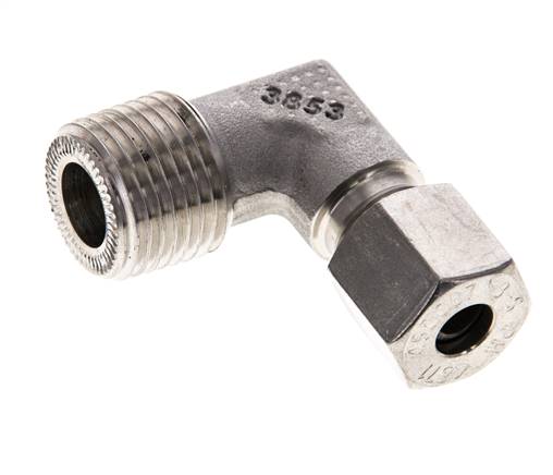 1/2'' NPT Macho x 8S Acero inoxidable Codo de 90 grados Anillo de corte 630 Barra DIN 2353