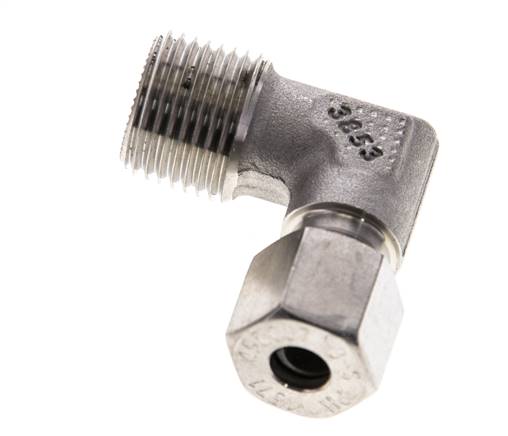 1/2'' NPT Macho x 8S Acero inoxidable Codo de 90 grados Anillo de corte 630 Barra DIN 2353