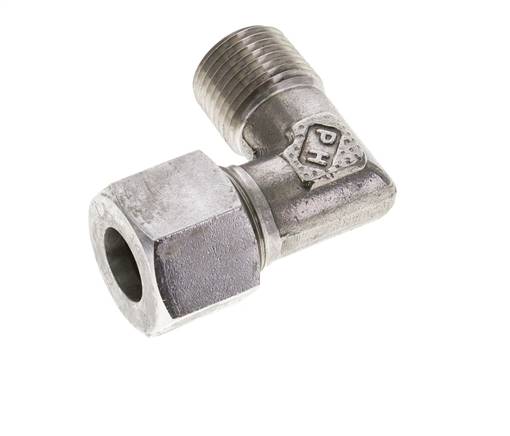 1/2'' NPT Macho x 14S Acero inoxidable Codo de 90 grados Anillo de corte 630 Barra DIN 2353