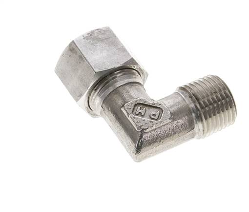 1/2'' NPT Macho x 14S Acero inoxidable Codo de 90 grados Anillo de corte 630 Barra DIN 2353