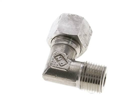 1/2'' NPT Macho x 14S Acero inoxidable Codo de 90 grados Anillo de corte 630 Barra DIN 2353